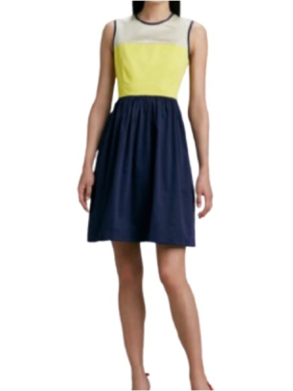 kate spade New York Colorblock Sleeveless Dress in Yellow, Navy & Nude size 10